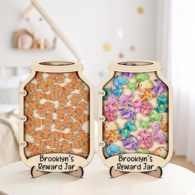 Personalized Magnetic Reward Jar Coloful for Kids Flower Smiley Star Animal Magnetic Token Good Behavior System Jar Custom Name Potty Training Chart Classroom Incentive & Positive Reinforcement Tool
