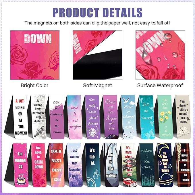 Magnetic Bookmarks Music Inspired Book Marks Singer Book Accessories for Book Lovers Album Quotes Merch Birthday Gifts for Fans Easter Graduation Party Favors