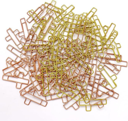 100Pcs Cross Paper Clips, Versatile Bible Paper Clips Journaling Paper Clip, Great Bookmarks for Bible Study Supplies/Christian Office and Home(Gold+Rose Gold)