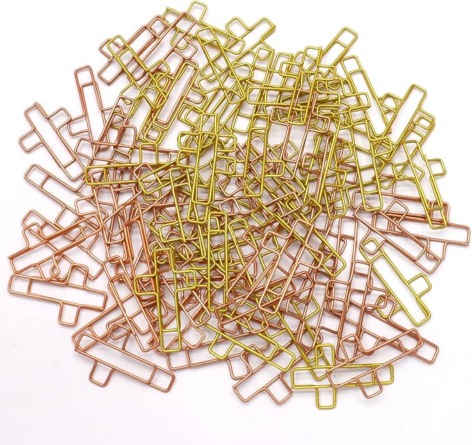 50Pcs Cross Paper Clips, Versatile Bible Paper Clips Journaling Paper Clip, Great Bookmarks for Bible Study Supplies/Christian Office and Home(Gold+Rose Gold)