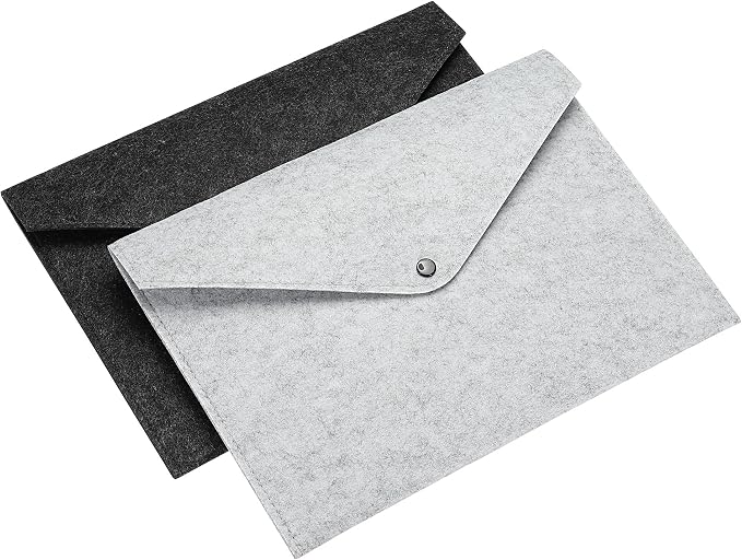 PATIKIL File Bag Felt Folder 2 Pack A4 Envelope Document Storage Pouch Organizer for Office Business, Gray Dark Gray