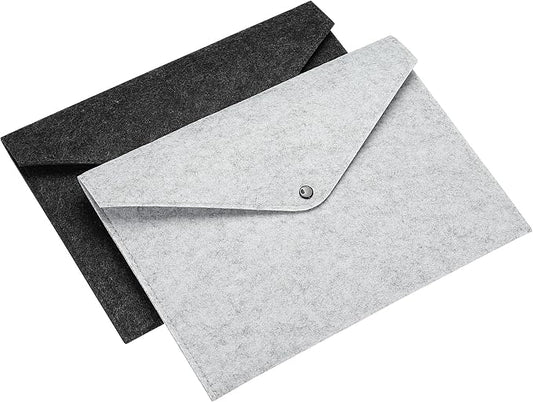 PATIKIL File Bag Felt Folder 2 Pack A4 Envelope Document Storage Pouch Organizer for Office Business, Gray Dark Gray
