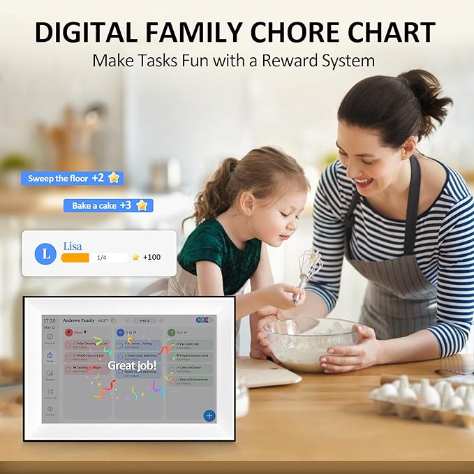 10.1" Digital Desk 2026 Electronic Calendar Planner,Voice Message Feature,Touchscreen Interactive Display for Family Schedules, Achievement Rewards, Meal Planning,Digital Picture Frame,Smart Clock, Gifts