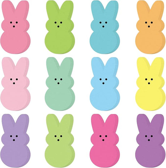 Yopyame Easter Bulletin Board Cutouts - 78pcs Easter Bunny Peeps Rabbit Cutouts Paper Cutting Bulletin Board Decor 12 Color Bunny Name Tags Cutout Classroom Wall Decor for Kindergarten Preschool Decor