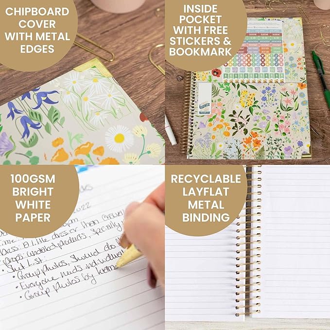 bloom daily planners 2025 Planner HARDCOVER (8.5" x 11") Calendar Year Day Planner (January 2025 - December 2025) - Passion/Goal Organizer - Monthly & Weekly Inspirational Agenda Book - Garden Party, Beige