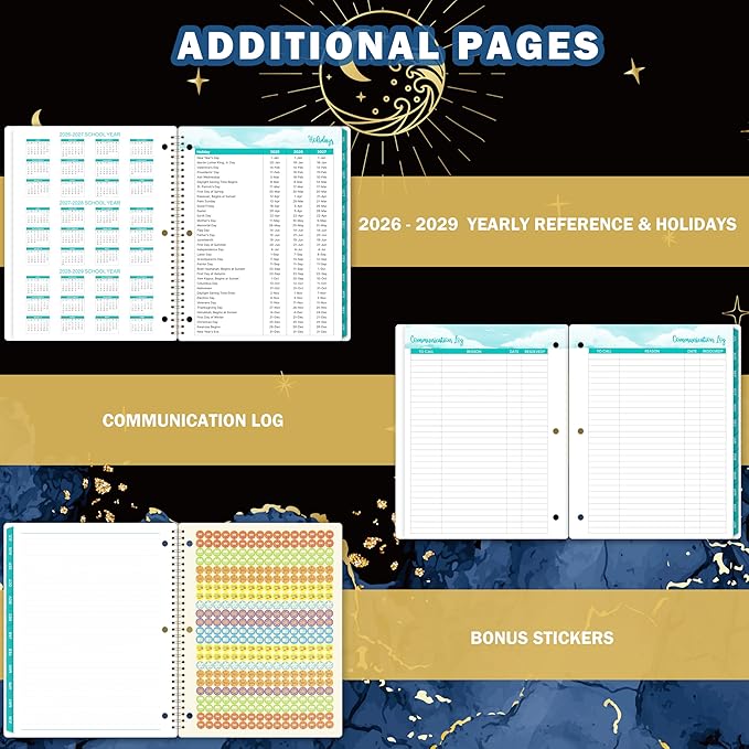 Student Planner 2026-2027 - School Planner 2026-2027 from Jul 2026 - Jun 2027, 9’’ × 11’’, Academic Weekly Lesson Calendar with 12 Monthly Tabs, Twin-Wire Binding, Stickers, Perfect Organizer