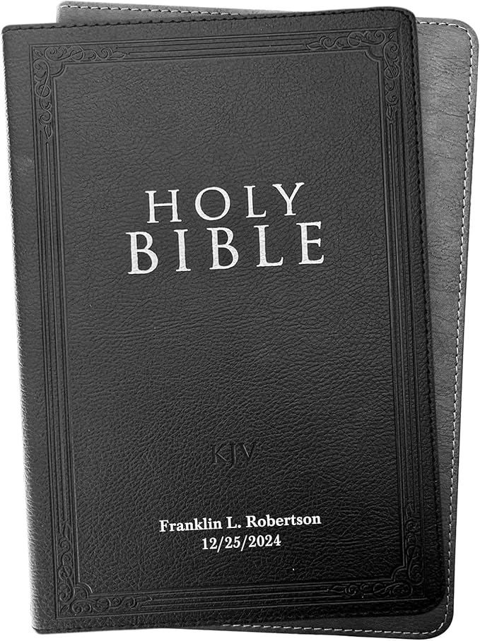 Faux Leather Custom KJV Holy Bible Personalized with Name | Small Text | King James Version Gift and Award Bible for Religious Occasions, Black