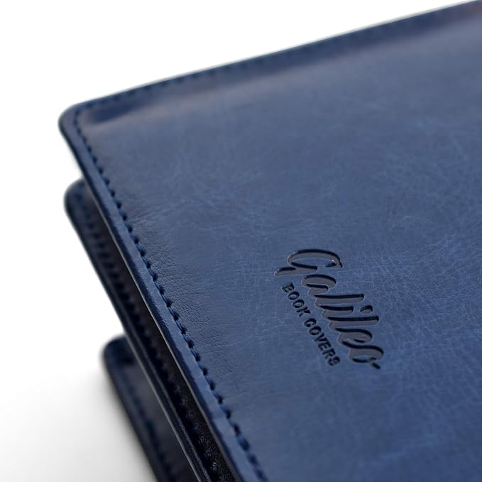 GALILEO® Double AA Big Book Cover & 12 Steps & 12 Traditions | Medallion Holder | AA Gift | Alcoholics Anonymous | PU Leather | AA Book Covers for Hardcover (Plain/Coin Pocket/Navy Blue)