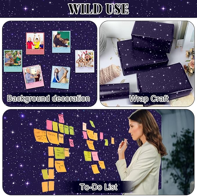 Outer Space Bulletin Board Roll Reusable Waterproof Erasable Night Sky Non-Woven Fabric Bulletin Board Fade Resistant Wrinkle Resistant Galaxy Planet Poster for Classroom Decor Wrap Craft 15.5" x12ft