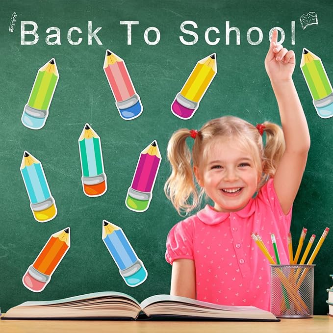 48 Pieces Colorful Pencils Cutouts Pencil Name Tags Paper Pencils for Bulletin Board Locker Decor Teacher Student Name Labels for Back to School Classroom Décor