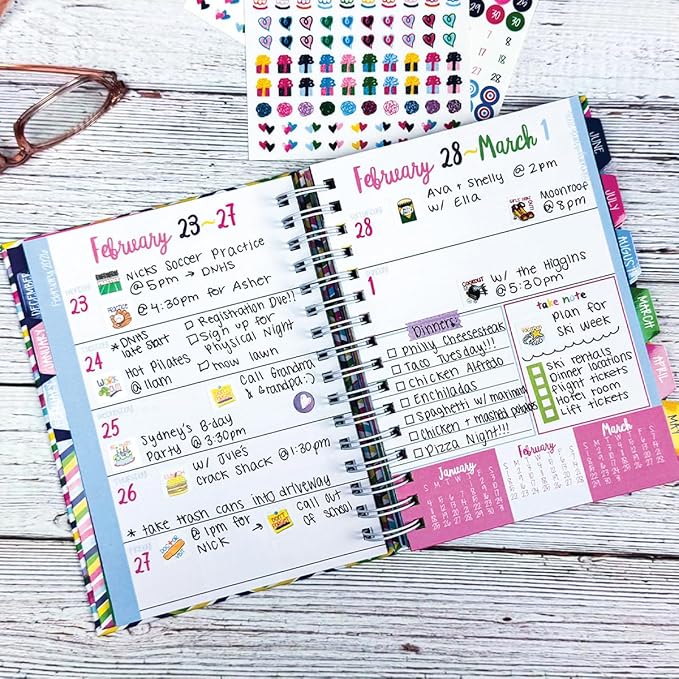 Reminder Binder 2026-2027 Planner – 18-Month Weekly & Monthly Calendar, 361 Stickers, Tabs, Hardcover, Elastic Closure, Pockets, To-Do Lists, Keepsake Gift Box
