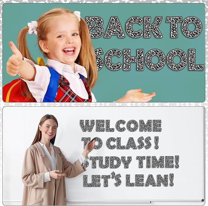 150 PCS Large 6" Bulletin Board Letters Set, Black Composition Classroom Alphabet Cutout Letter for Bulletin Board Display School Combo Pack, A Great Helper to Inspire Students' Learning Interest