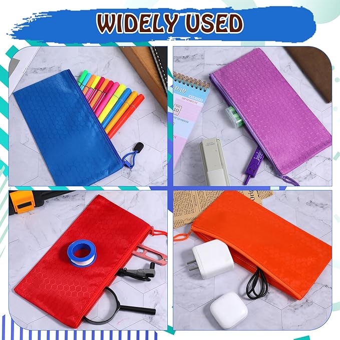 48pcs Zipper Pencil Pouch Pencil Bags 12 Colors Waterproof Pencils Bag Small Organizing Bags for Organizing Storage Office Supplies Bills Cosmetics Travel Accessories