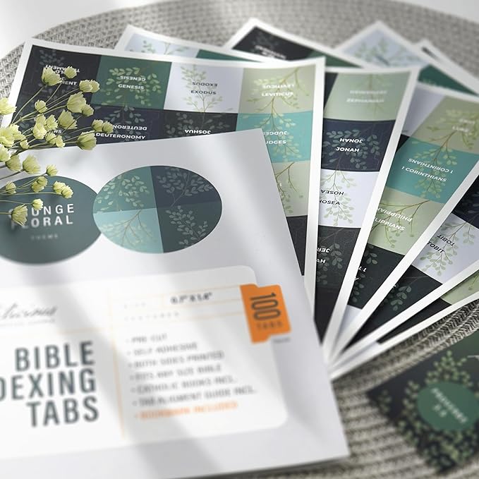 Book Bible Tabs – 100 Soft-Touch, Laminated Bible Tabs for Holy Bible – Durable Tabs for Bible – Protestant & Catholic Bible Tabs Large Print – Green & Blue Bible Tabs for Women & Men