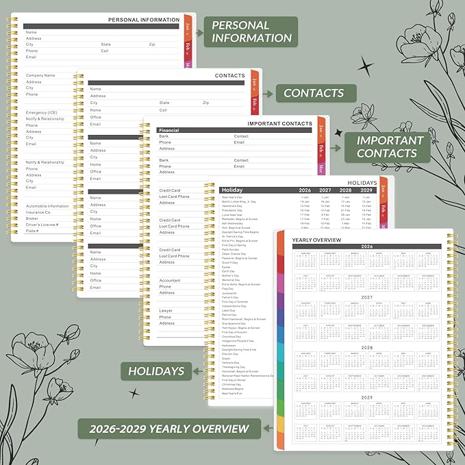 2026-2029 Planner - Monthly Planner 2026-2029, from July 2026 to December 2029, 8.5" x 11", 3 Years Calendar with Monthly Tabs and Back Pocket, Perfect for Organize