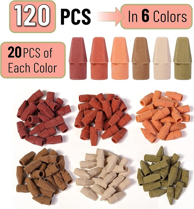 Mr. Pen- Pencil Erasers Toppers, 120 Pack, Colorful, Latex Free, No Smudge, Mr Pen Erasers for Pencils