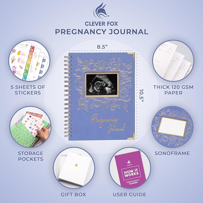 Clever Fox Pregnancy Journal & Memory Book - Pregnancy Planner & Notebook for Expecting Moms – Baby Keepsake, First Time Moms Gift (Lavender, 9" x 10.5" SonoFrame Edition)