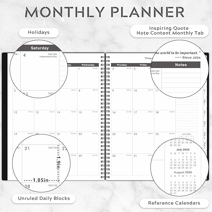 2026-2031 Monthly Planner/Calendar - 5 Year Monthly Planner, Jul. 2026 - Jun. 2031, 9" x 11", 5 Year Calendar Double-Side Pocket + Durable Polypropylene Cover