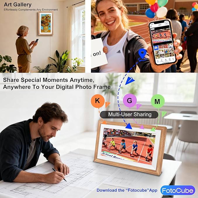 Digital Schedule Planner Syncs with Phone Calendar & Digital Photo Frame,Smart Calendar Display for Home Office, Touch Screen Electronic Organizer, Wall Mountable (White, 15.6inch)