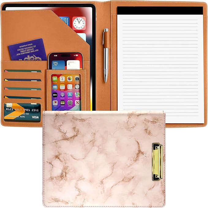 Business Padfolio, Leather Material Modern Padfolio, Business Portfolio Organizer with a Lined Notebook Included.