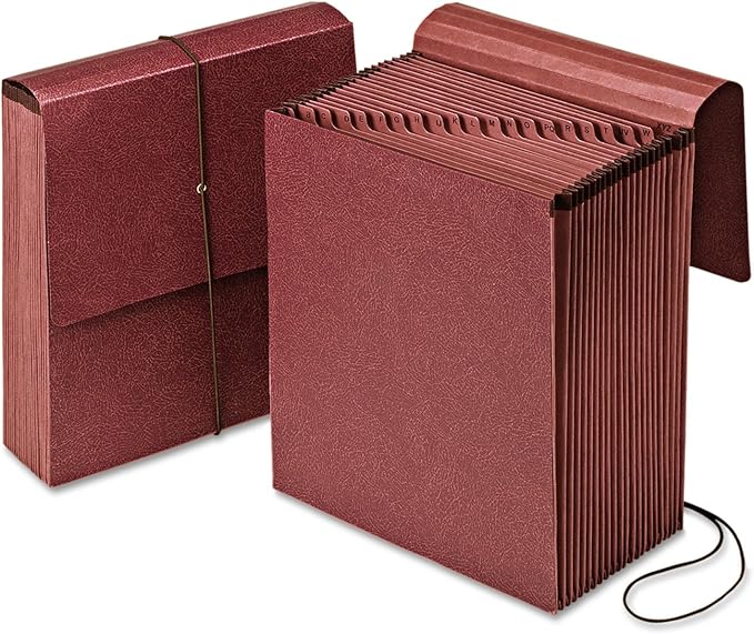 Pendaflex Vertical Reinforced Alpha A-Z/21 Pocket Expanding File, Letter Size, 1 Each (14000), Red Fiber