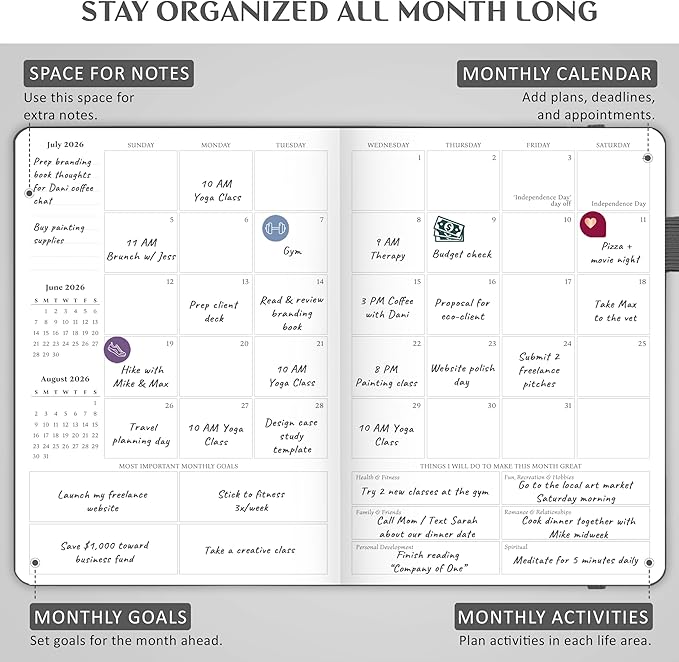 Legend Planner Jan 2026 – Jan 2027 Dated Weekly & Monthly Planner to Hit Your Goals, Increase Productivity & Live Happier. Organizer Notebook & Productivity Journal. A5 Hardcover (Mystic Gray)