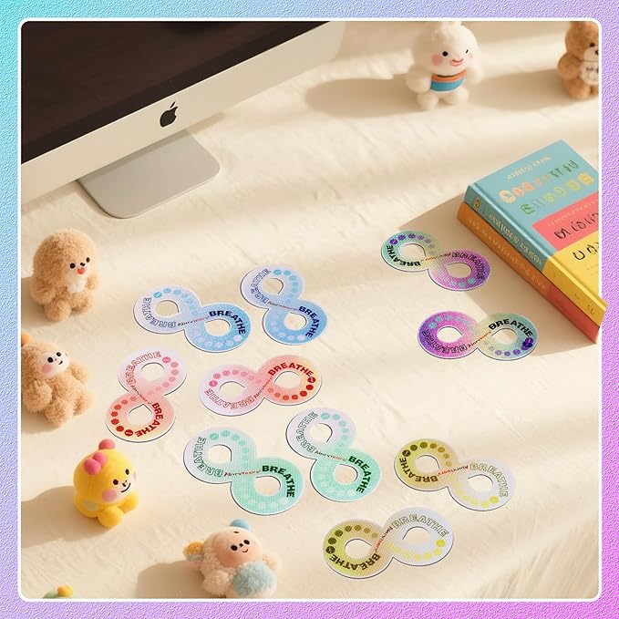 Calm Strips for Anxiety Sensory Stickers 、 Different Size & Texture Sensory Stickers for Office & Classroom （50pcs）(Rainbow)