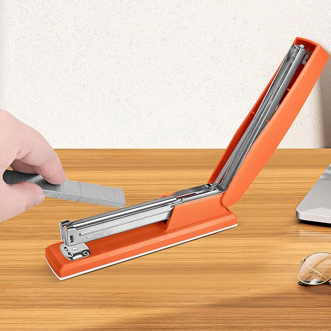 Stapler with 5000 Staples - Office Stapler, 25 Sheet Capacity, Staplers for Desk, Non-Slip, Orange