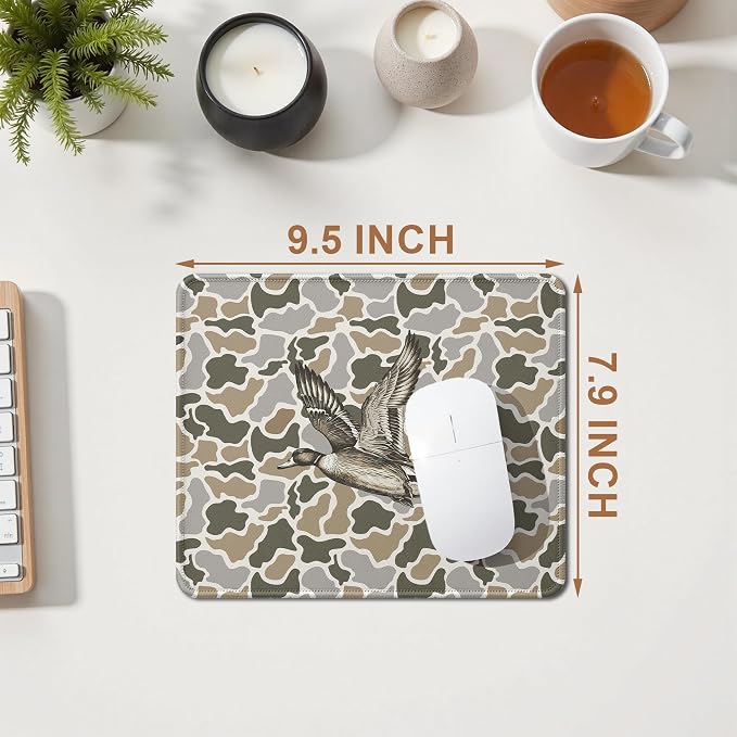 Mallard Duck Camo Mouse Pad, Duck Hunting Hunter Gifts, Camo Wildlife Animal Mouse Pad for Home Office Computer Gaming Desk Essentials, 9.5x7.9 Inch