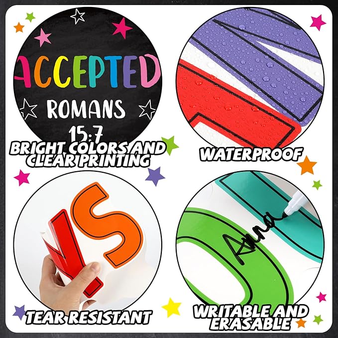 Qyeahkj Christian Bulletin Board Decorations God Says You Are Religious Classroom Wall Decor Colorful Motivational Quote Cutout Inspirational Bulletin Board Sets for Sunday School Home Church Supplies