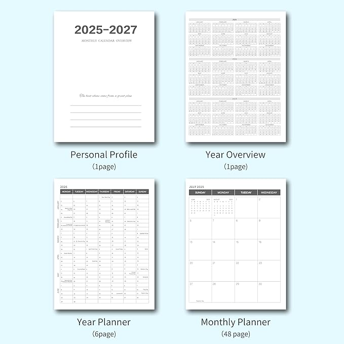 Monthly Planner 2026-2027, 2026 Calendar 18 Months Planner, January 2026 - June 2027, 8.5" x 11", 2026 Academic Calendar Hard PVC Cover with Spiral Bound, Perfect for School & Office for Women & Men
