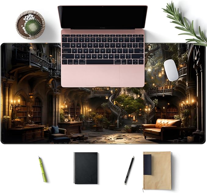 Vintage Aesthetic Desk Mat Adventure Extended Mouse Pad Large Gaming Mousepad XXL Dark Academia Desk Pad Laptop Computer Mouse Keyboard Mat 31.5 x 15.7 in for Office Desk Decor