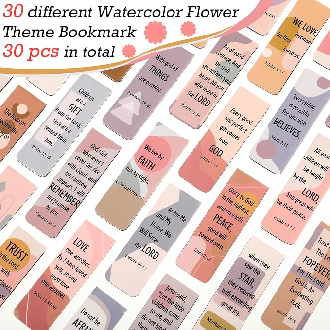 Chinco 30 Pcs Magnetic Bookmarks Christian Bookmarks Bulk Bible Verse Inspirational Scripture Page Clips for Women, Childrens, Kids, Teachers, Mothers Day, Church Supplies, School Gifts (Boho)