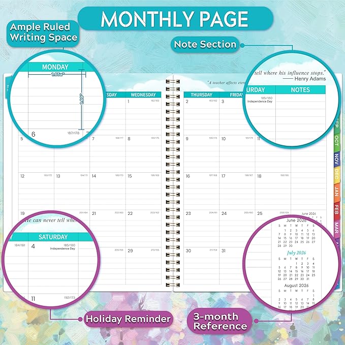 Teacher Planner 2026-2027 - Teacher Lesson Planner 2026-2027, July 2026 - June 2027, 8.3" x 11", Weekly & Monthly Lesson Plan Book for Teachers with Twin-Wire Binding for Teachers - Oil Painting