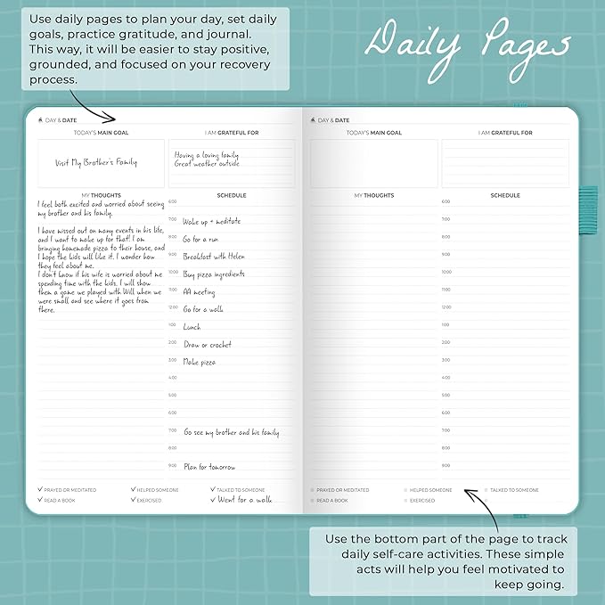 Clever Fox Addiction Recovery Journal Large – Guided Sobriety Workbook for Alcohol, Drug, Gambling, Eating & Other Addictions – Daily Planner to Support Recovery Progress, 8.3x11” (Light Turquoise)
