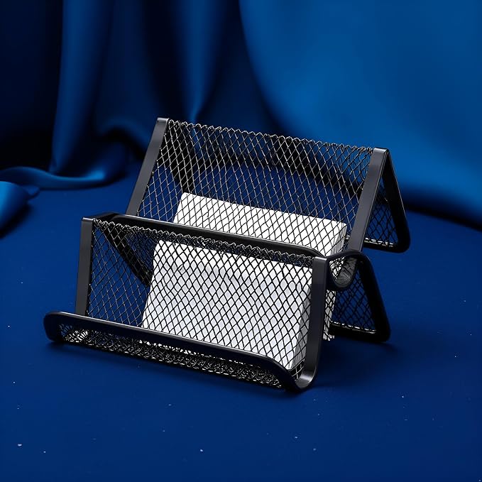1pc Black Metal Business Card Display Holder,Office Desktop Credit Name Card Case,Office Card Collection Organizers Desk Storage Stand Index Card Filing Products,Desk Accessories
