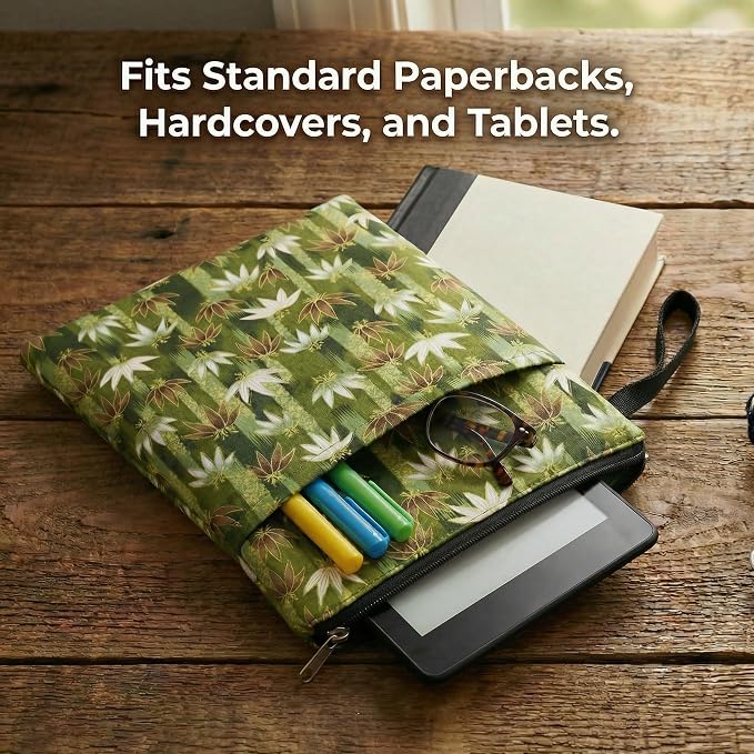 Book Sleeve for Paperbacks – Padded Book Cover with Zipper, Dust-Proof Protector Sleeve, Fabric Books Pouch Fit for Books Notebook Journal, Maximum 8x11inch