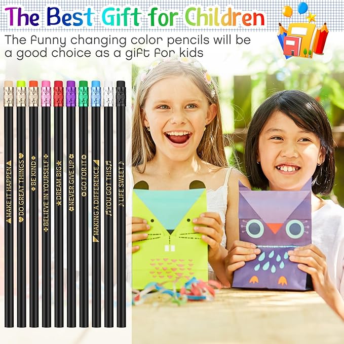 Eersida 120pcs Color Changing Mood Pencils Fun Pencils Bulk for Kids Students Motivational Pencil 2B Assorted Thermochromic Pencil with Eraser (Positive)