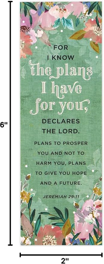 Salt & Light, Jeremiah 29:11 for I Know The Plans Floral Bookmarks, 2 x 6 inches, 25 Bookmarks