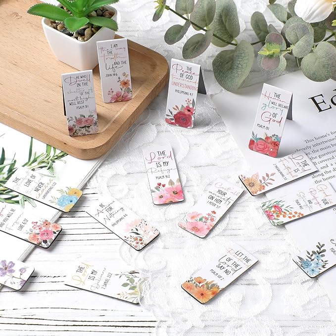 Bible Verse Magnetic Bookmarks - 30 PCs Christian Floral Book Marks for Reading Women Bulk Religious Inspirational Page Markers for Girls Kids Students School Scripture Church Faith Gifts