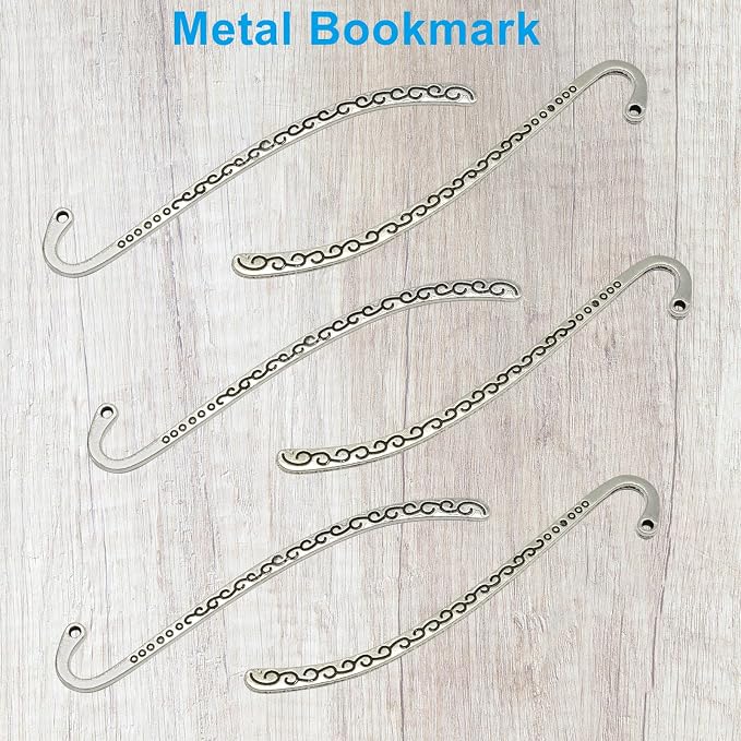 Elegant Metal Bookmarks - Vintage Carved Design with Loop for DIY Beading, Tassels & Hairpin for Readers, Writers & Book Lovers, Robust Alloy Rust-Free Book Markers (Set of 20)