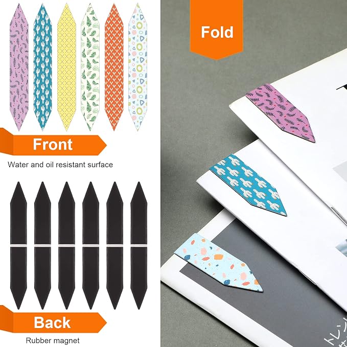 Tenare 108 Pieces Magnetic Bookmarks Bulk for Women Mini Arrow Shaped Floral Magnetic Page Book Markers Cute Bookmark Clips Gift for Student Teacher School Office Reading Supplies, Colorful 18 Styles