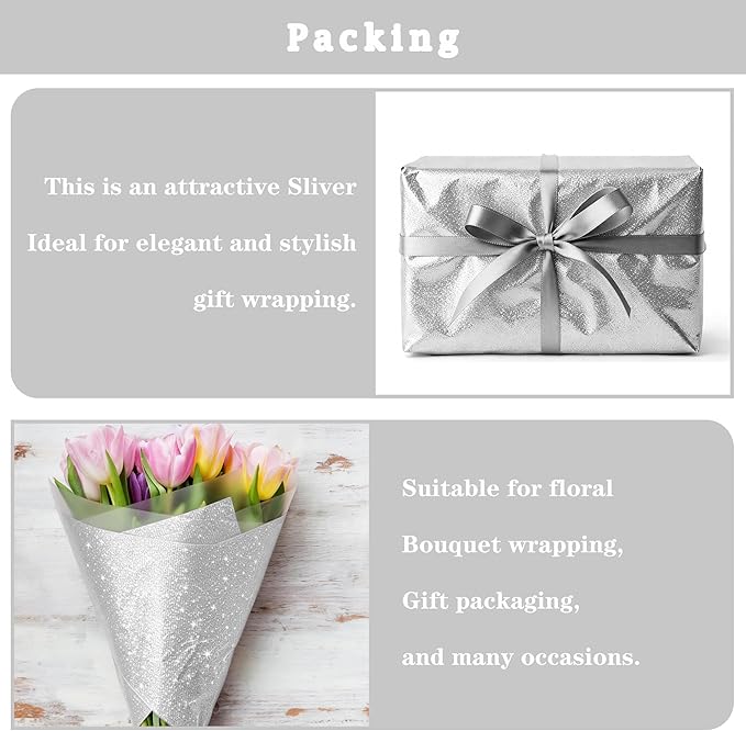 16" × 30ft Sliver Glitter Bulletin Board Roll Reusable Board Background Paper Wallpaper DIY Art Crafts Poster Paper Classroom Bulletin Board Decor for School Office Arts Craft Home Wall Decor Supplies