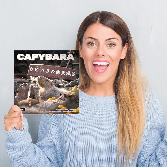 2026 Wall Calendar,Capybara Calendar 2026, Monthly Wall Calendar, 12" x 24" Open,Family Planner Calendar Organizer with funny capybara Images