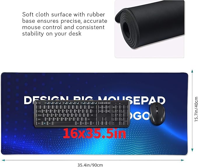 Custom 16" X 35.5" Playmat with Photo Logo Text, Personalized Big Mouse Pad, Mouse Pad Custom for Desk, Gift for Men Dad Boyfriend Husband on Birthday Christmas Anniverary