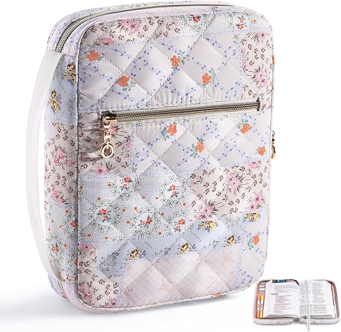 Bible Cover for Women - Soft Bible Case - Carrying Book Case for Bible Accessories - Bible Holder Case for Women - Girls Bible Bag - Bible Carrier - Bible Sleeve - Church Bag