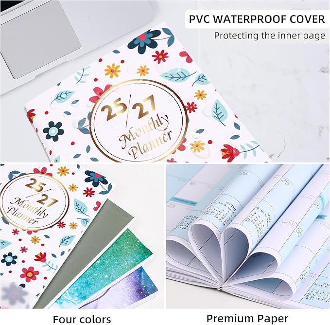 Planner 2026-2027 Pocket Monthly Planner 2 Year Small Size Mini Pocket planner Academic With Daily Quotes Hardcover Agenda Book Perfect Organizer for Purse,Planning, Organizing, and Office Use-1PCS Flower