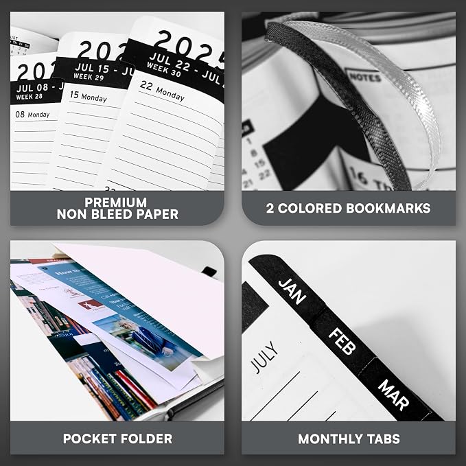 Ensight 2026 Hardcover Appointment Book & Planner 8.5" x 11" inches Large Tabbed Daily Hourly Weekly Planner Schedule Book 15 Minute time Slots Business & Personal Planner Jan 2026 Dec 2026 Black
