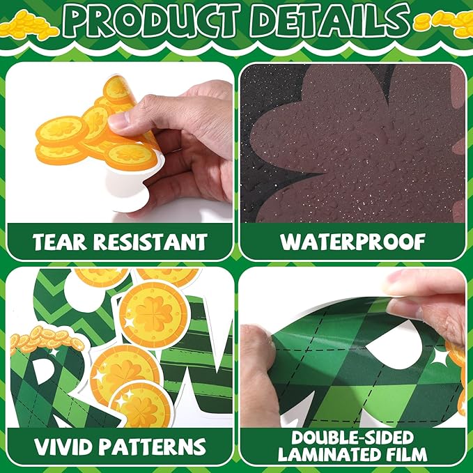St.Patrick's Day Bulletin Board Decoration Set 3D Rainbow Shamrock Gold Coin Cutouts You are Worth More Than Gold Classroom Bulletin Board for School Chalkboard Wall Decor St. Patrick Party Supplies