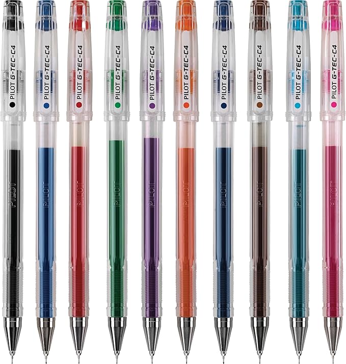 PILOT G-Tec-C Gel Ink Rolling Ball Pens, Ultra Fine Point (0.4mm), Assorted Color Inks, 10-Pack Pouch (35484)